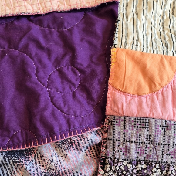 Upcycled Blanket patch winter Scarf handmade Ruffle Dont Throw It Out - Picture 2 of 7